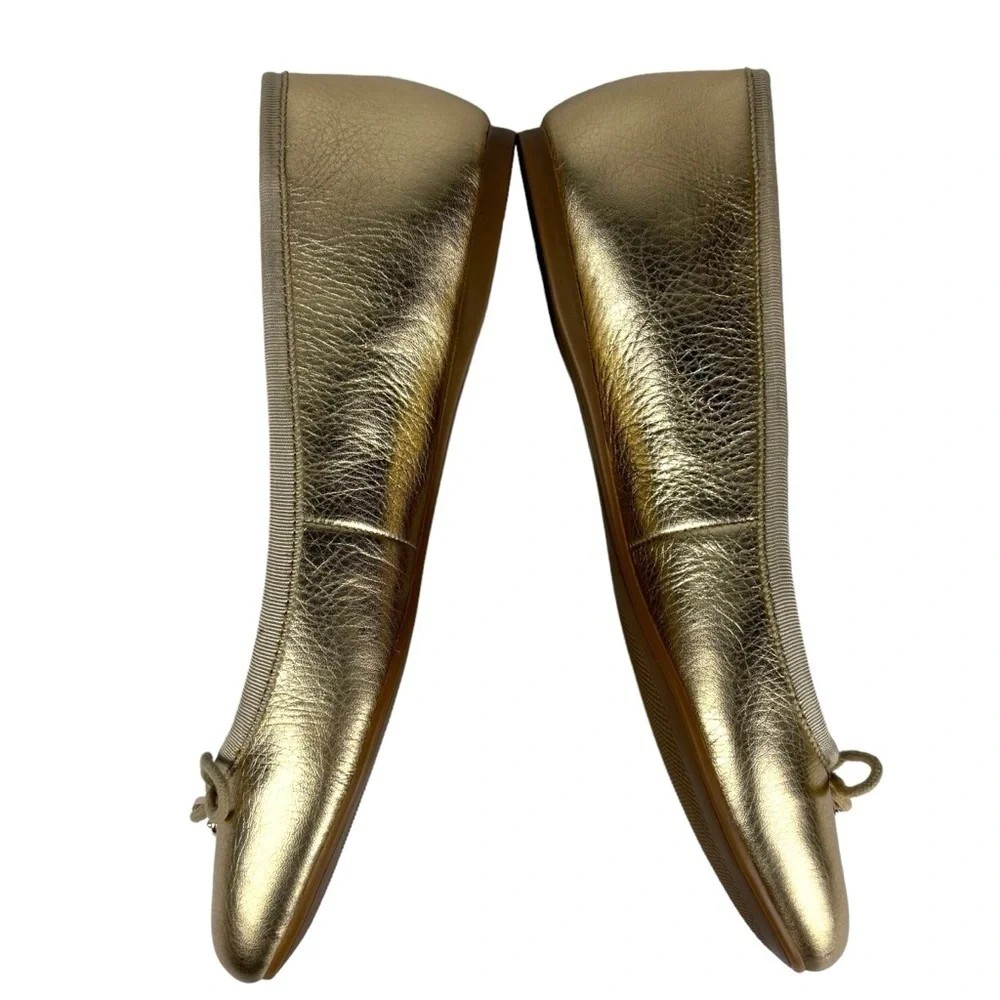 COACH LARA Q8259 METALLIC TUMBLED GOLD ROUND TOE HOLIDAY CLASSIC BALLERINA FLAT - Picture 7 of 13